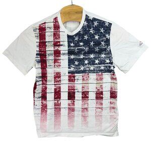 Greg Norman T-Shirt Mens M American Flag Graphic Cotton White Red Blue